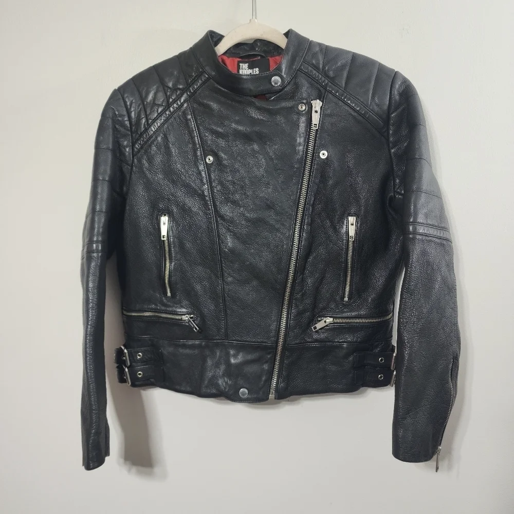 NWT | The Kooples Women's Quilted Cowhide Leather Biker Jacket